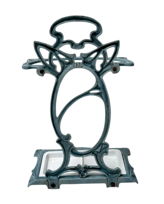 Art Nouveau Enameled Iron Umbrella Stand, 1900s